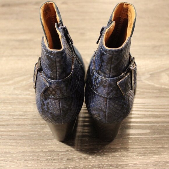 Vionic Naomi Womens Blue Suede/Snake Print Leather Ankle Boots Sz US 6 - Picture 3 of 6
